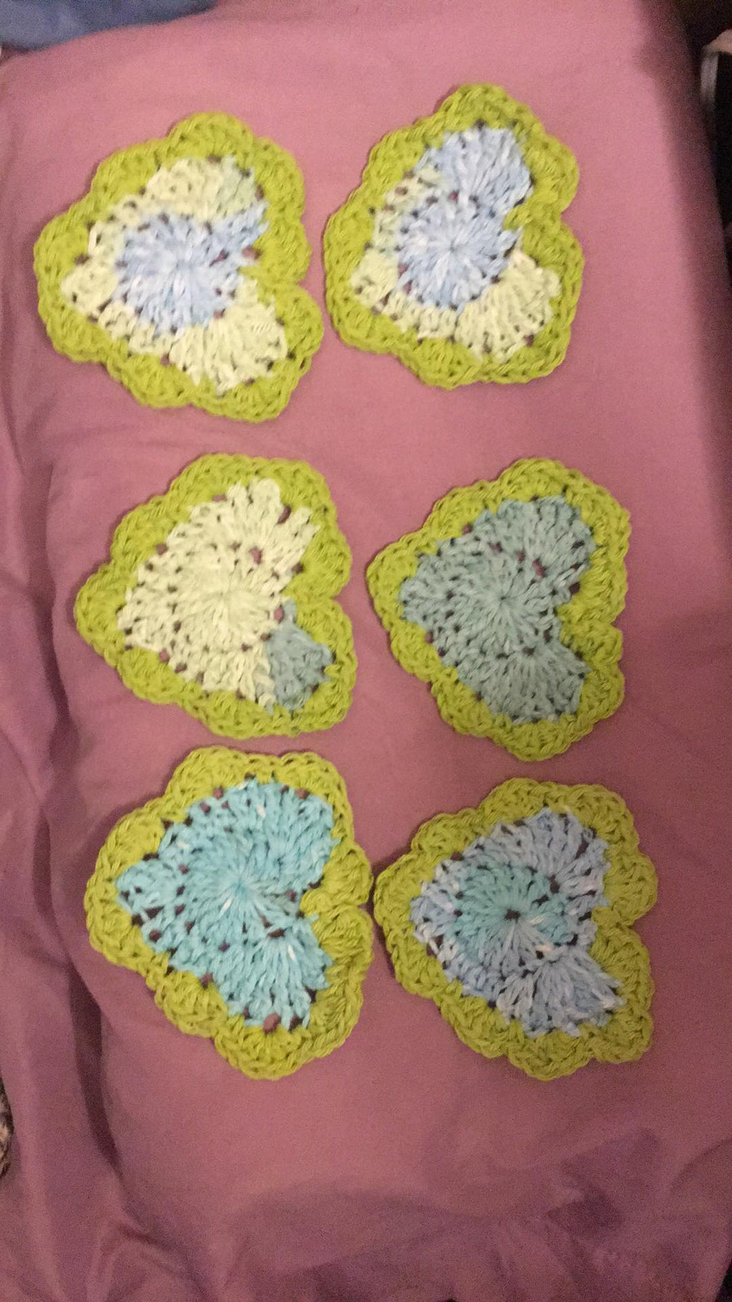 Light Blue and Green Heart Coasters