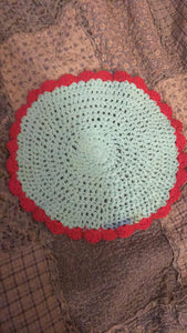 Light Blue and Red Doily